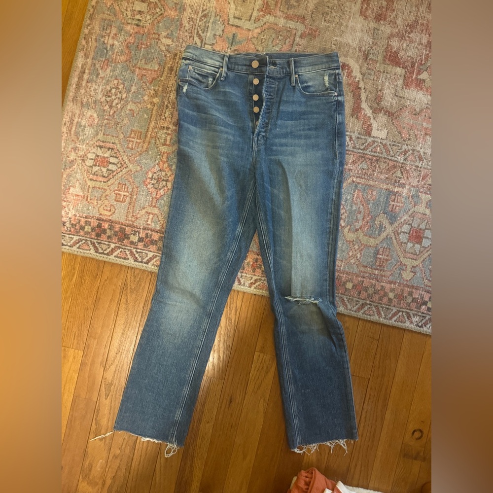 MOTHER Blue Straight Leg Jeans